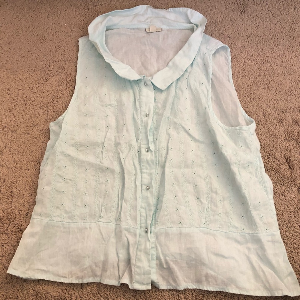 Blue button down tank